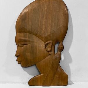 Wooden African Head Sculpture